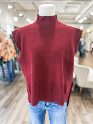Burgundy Fall Forward Sleeveless Sweater