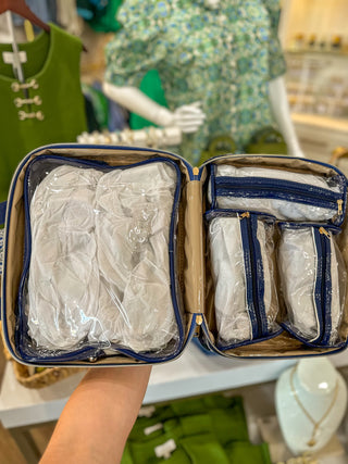 Navy Patent Large Punta Cana Cosmetic Travel Case | Caroline Hill