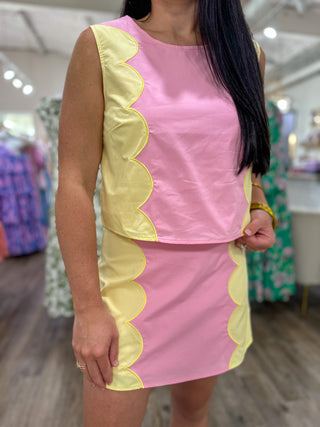 Pink Lemonade Sweetest Scallop Panels Skirt Set
