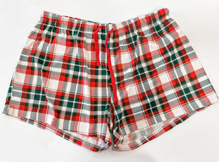 Mansfield Plaid Sleep Shorts Dark Green/True Red