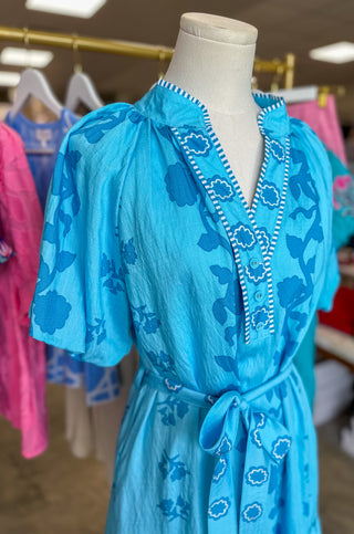 Chambray Summer In Santorini Floral Belted Mini Dress