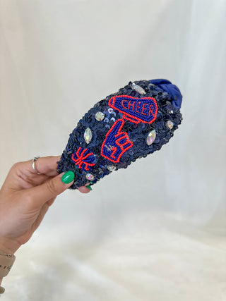 Navy & Red Cheer is Life Headband