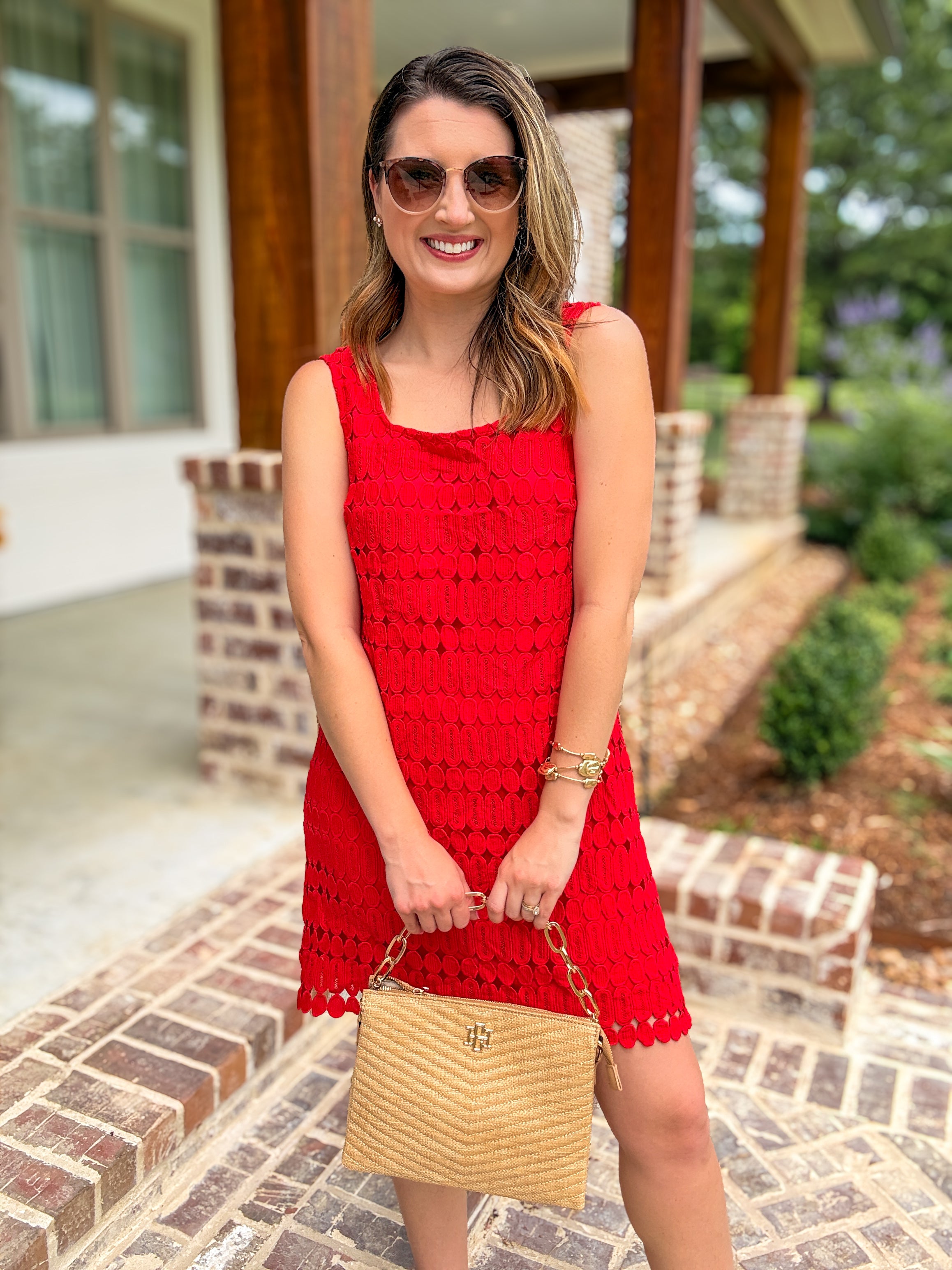Red Sweetest Little Crochet Mini Dress Large