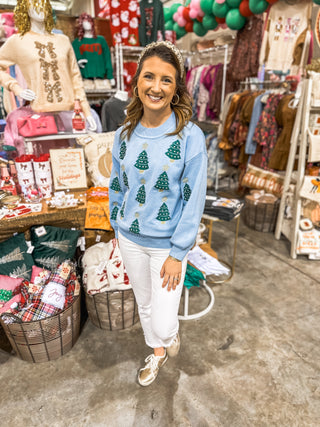 Soft Blue Christmas Trees Are Dazzling Sweater