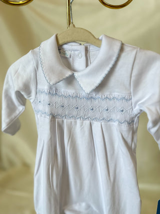 Blue Landon's Classics Smocked Short Sleeve Bubble