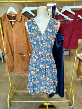 The Poppy Floral Denim Mini Dress