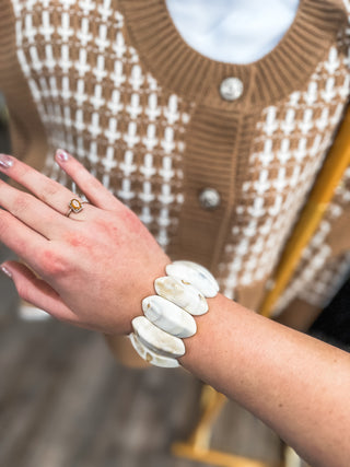 Natural Cream Acrylic 1.25" Stretch Bracelet
