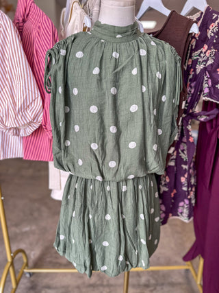 Olive Dot To Be Darling Bubble Mini Dress