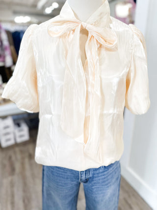 Apricot Scarlett Satin Bow Top