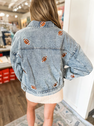Friday Night Lights Football Embroidered Denim Jacket - Rareraw