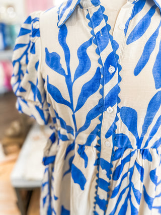 Blue Forget-Me-Not Botanical Midi Dress