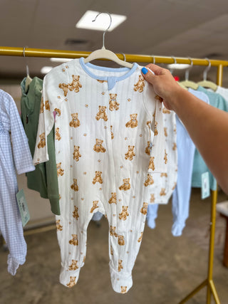 Cuddly Bear Print Pointelle Sleeper