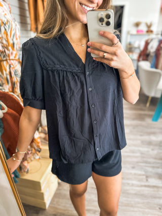 Black Braided Sophistication Blouse