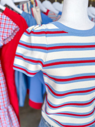 Red/Blue Retro Cutie Striped Top