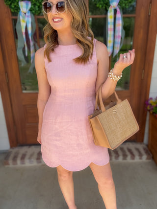 Pink Pretty in Pastel Scallop Mini Dress