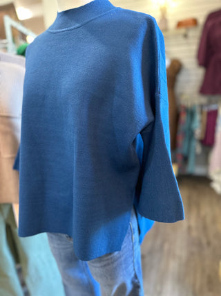 Classic Blue Bell Sleeve Sweater