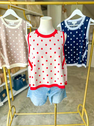 Cream Classic Dot Knit Tank