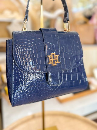 Navy Patent EC Tucker Handbag | Caroline Hill