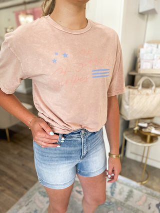 Tessa Light High Rise Front Welt Pocket Risen Denim Shorts - RISEN