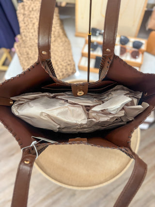 Chocolate D Emory Whipstitch Tote | Caroline Hill