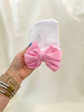 White W/ Pink Bow Sweet Hospital Hat