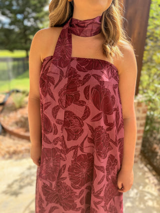 Bordeaux Blooms Maxi Dress
