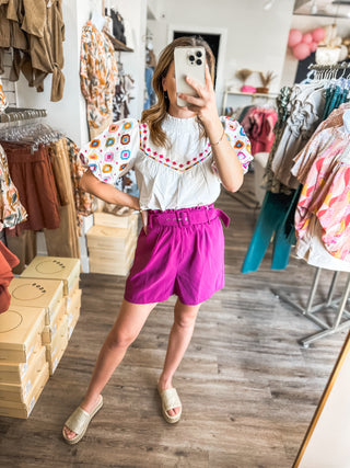 White Chic Colors Embroidered Detail Blouse