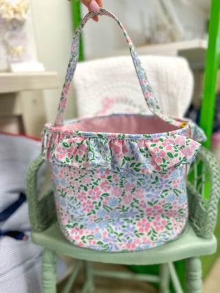 Flower Print Tote Basket