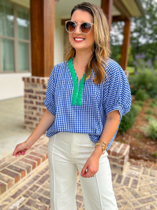 Indigo Sweet Summertime Gingham Top