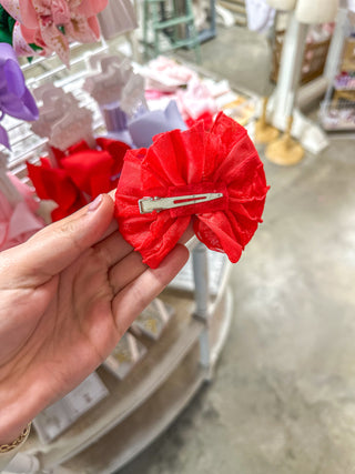 Bright Red Frilly Frou Clip - Set