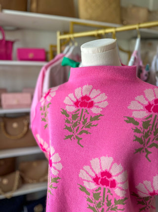 Pink All Eyes on You Floral Sleeveless Sweater Top