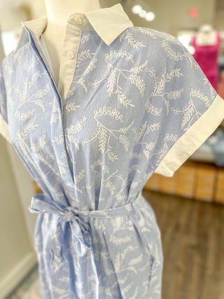 Light Blue Collared Airy As a Feather Midi Dress