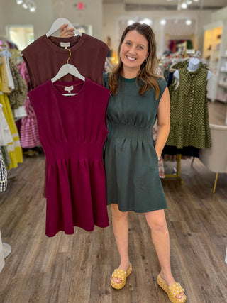 Forest Green Weekend Win Pleated Mini Dress