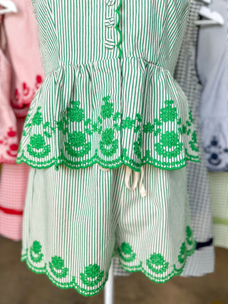 Green It Girl Summer Scallop Shorts Set