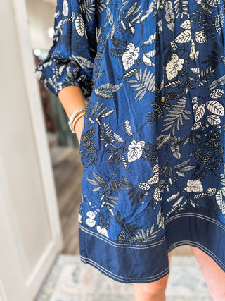 Midnight Falling into Florals Mini Dress