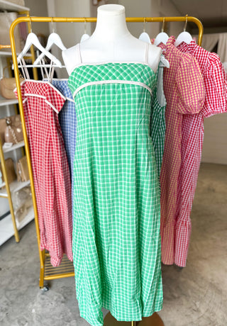 Green Coastal Check Maxi Dress