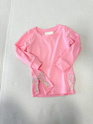 Floral Bow Embroidery Girls Sweatshirt