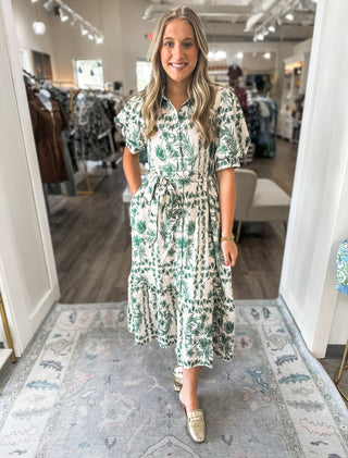 The Basil Petal Pressed Midi Dress