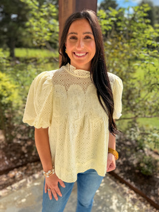 Cream Vintage Eyelet Top