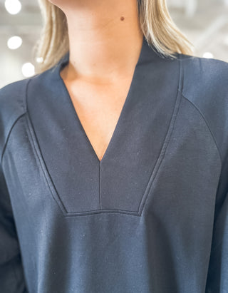 Black Laid Back Luxe Long Sleeve Top