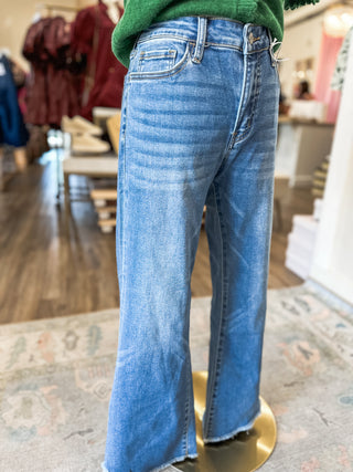 Alison MEDIUM Wash Mid Rise Super Soft Crop Flare - VERVET