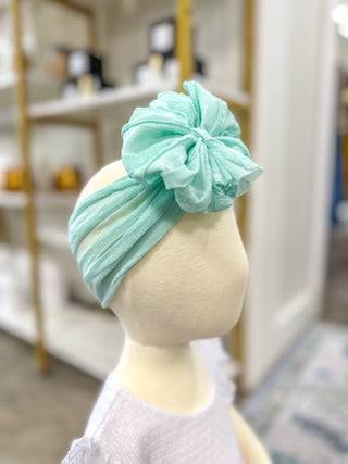 Seafoam Frilly Frou Ruffle Headband Bow