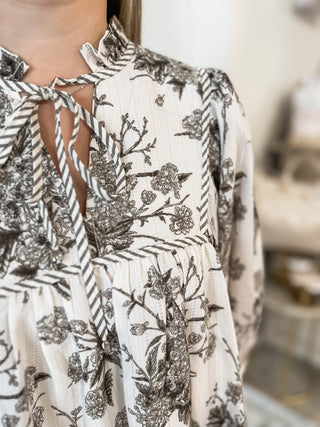 Mocha Autumn Garden Mini Dress