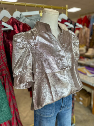 Champagne Metallic Statement Blouse