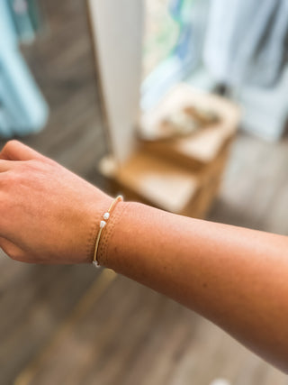 Wrapped White Pearl Gold Plated Bracelet