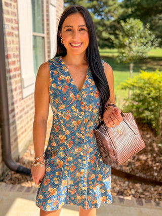 The Poppy Floral Denim Mini Dress