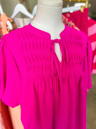Hot Pink Pintuck Detail Everyday Top