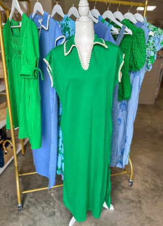 The Green Harper Causal Trim Maxi Dress