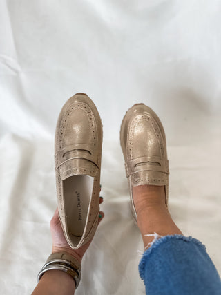 Golden Luxe Lift Platform Loafers - Pierre Dumas