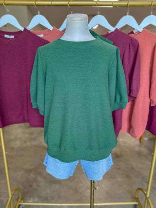 Hunter Green Go-To Knit Short Sleeve Top
